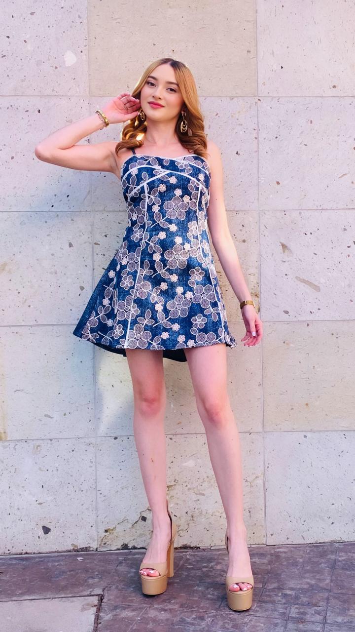 VESTIDO MEZCLILLA FLORES