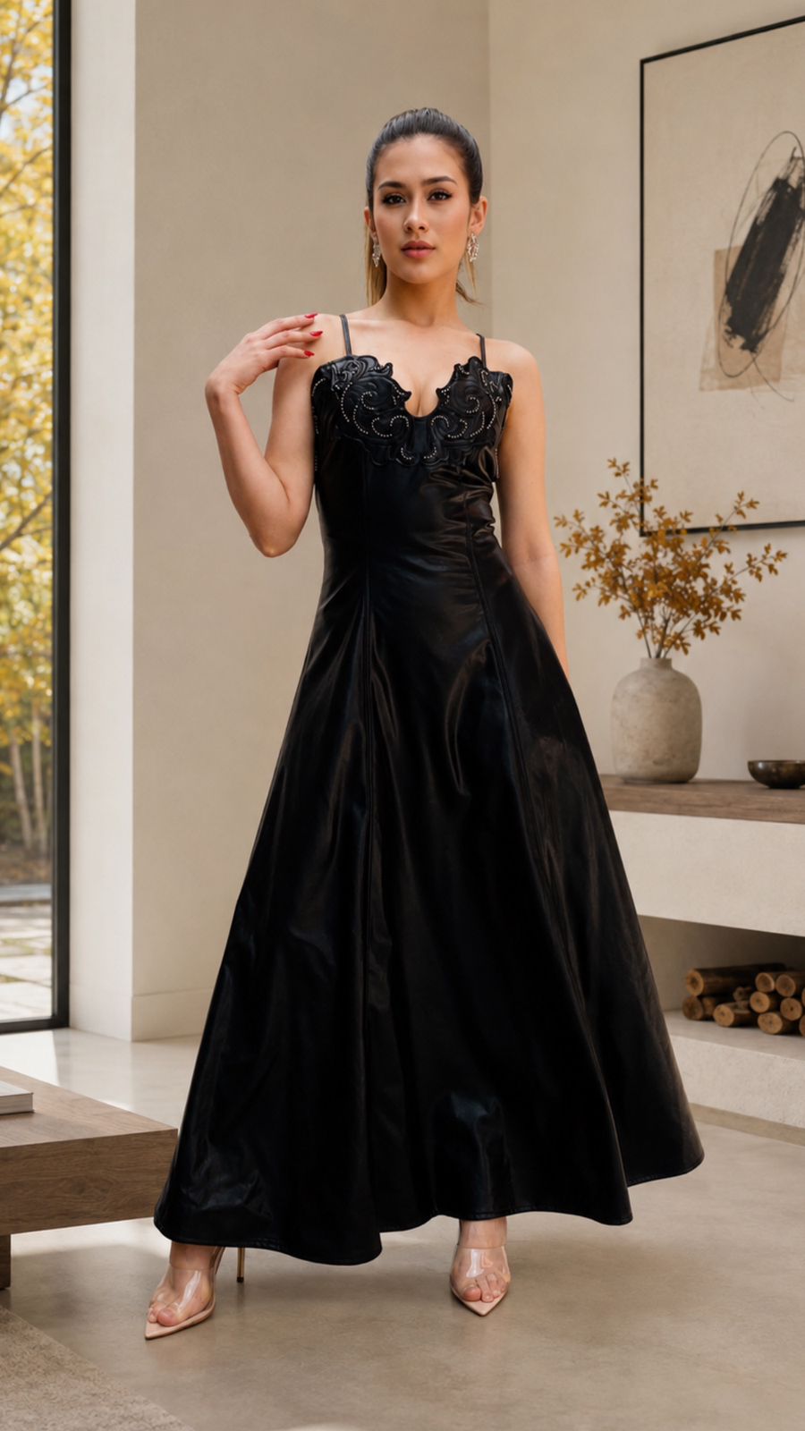VESTIDO VINIPIEL NEG.