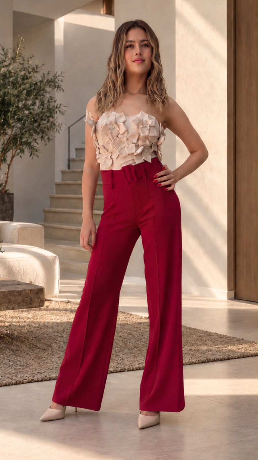 PANTALÓN VINO LISO