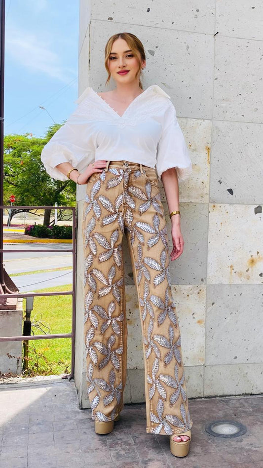 PANTALÓN LENTEJUELA PLATA