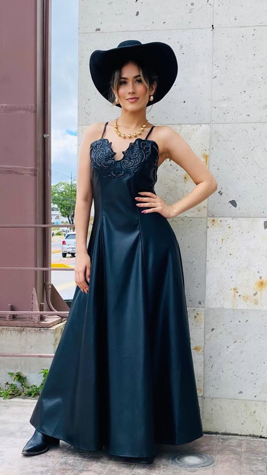 VESTIDO VINIPIEL NEG.