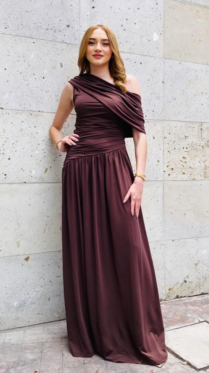 VESTIDO LISO CAFÉ