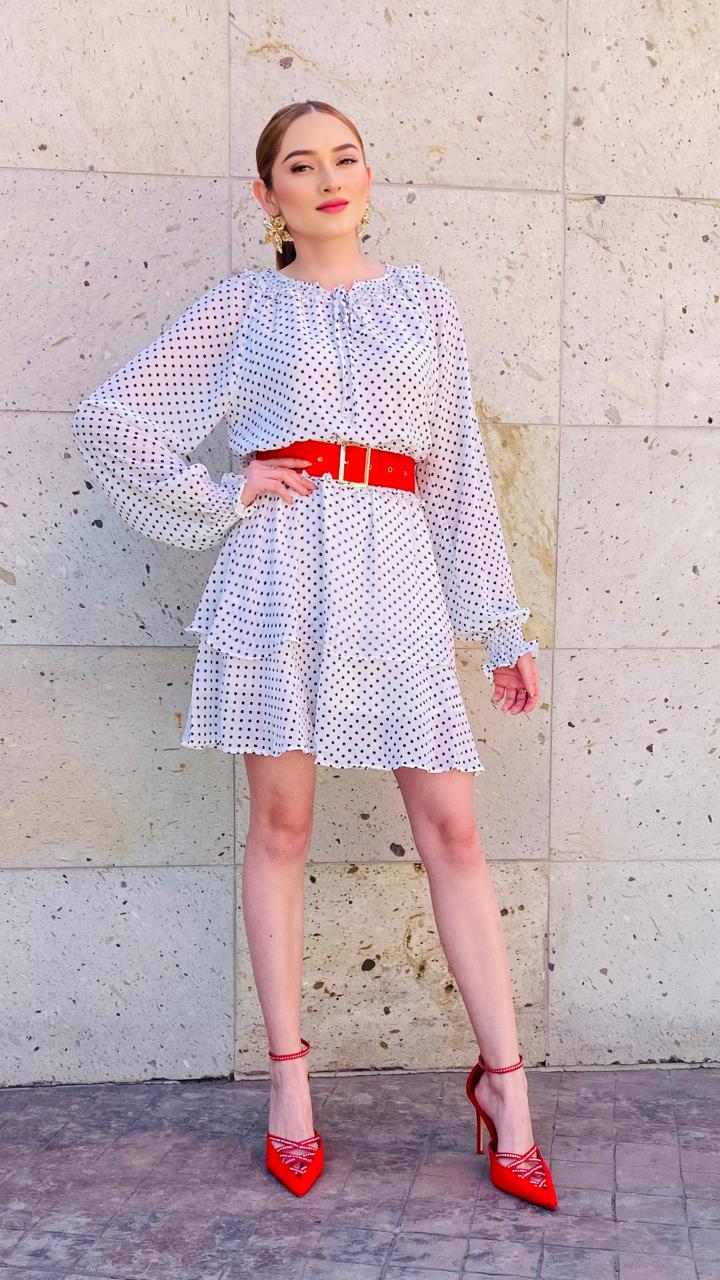 VESTIDO BCO. CORTO POLKAS